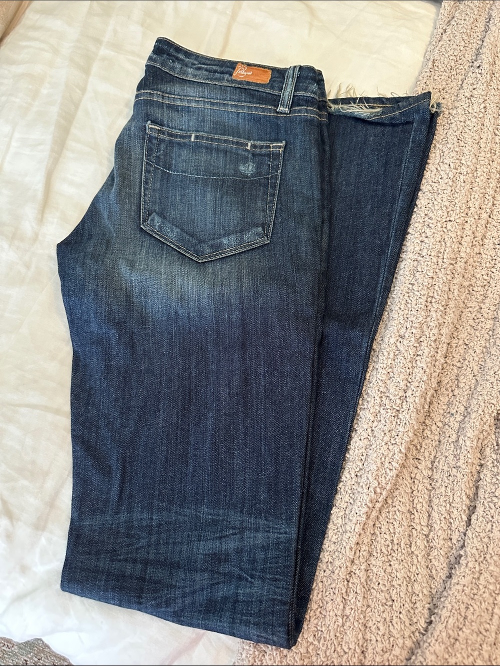 Vintage Paige Laurel Canyon Dark Blue Denim Flare Jeans